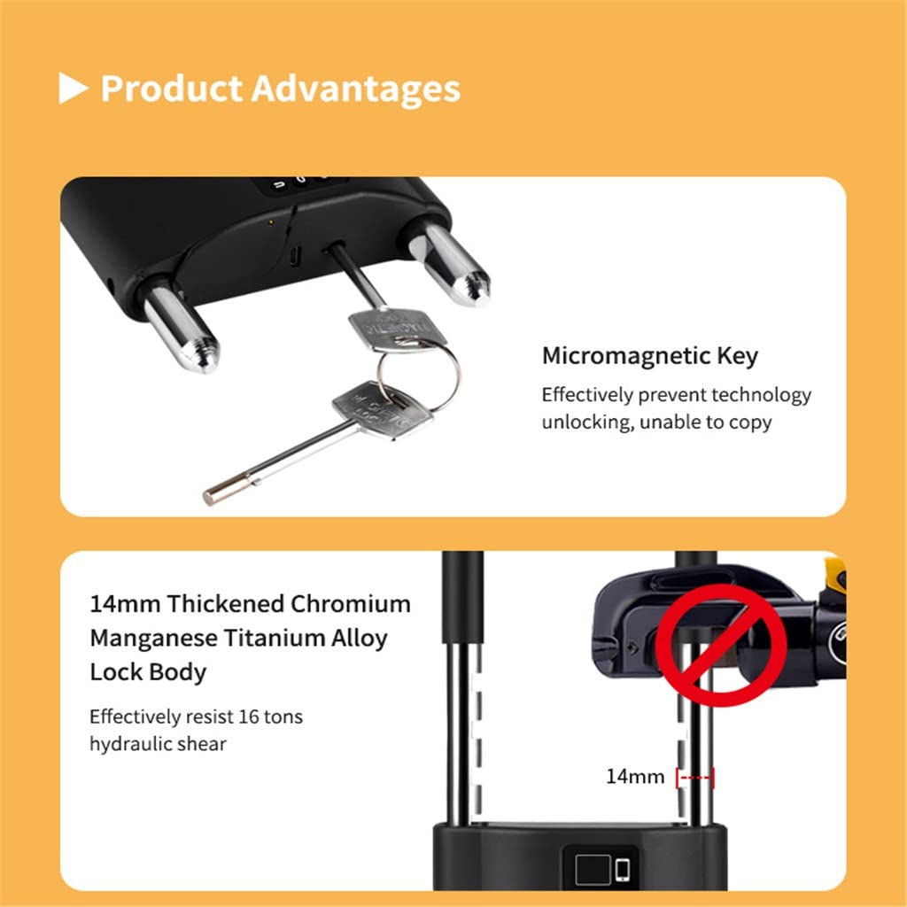 Smart Bike U-Lock Fingerprint APP Control Waterproof