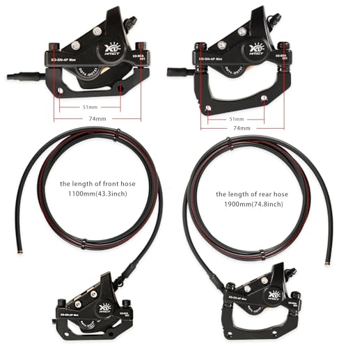 E-Bike 4-Piston Hydraulic Disc Brake Set Power-Off Pre-Bled