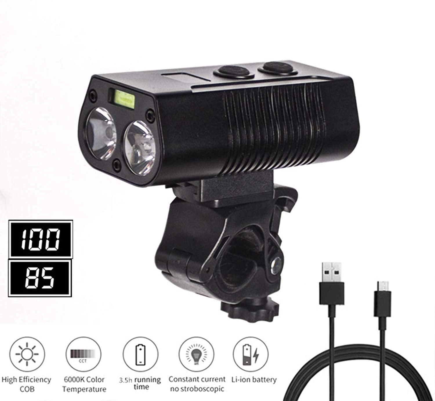 USB Rechargeable Bike Light High Lumens 2 LED 7 Modes