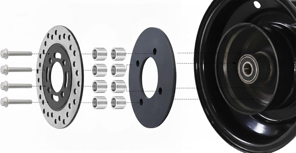 Mini Bike Drum to Disc Brake Conversion Kit with Caliper and Rotor