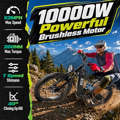 Dual Motor Electric Bike 26x4 Fat Tires Full Suspension 7-Speed