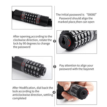 Anti-Theft Chain Bike Lock Steel Combination Lock 1.45M