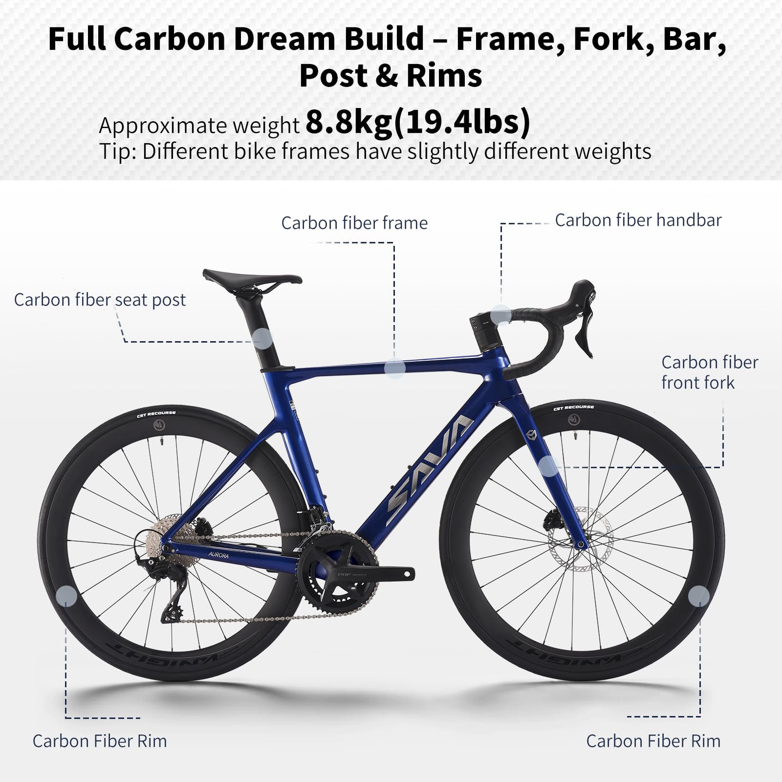 Full Carbon Racing Bike Shimano R7120 24-Speed Hydraulic Disc Brake