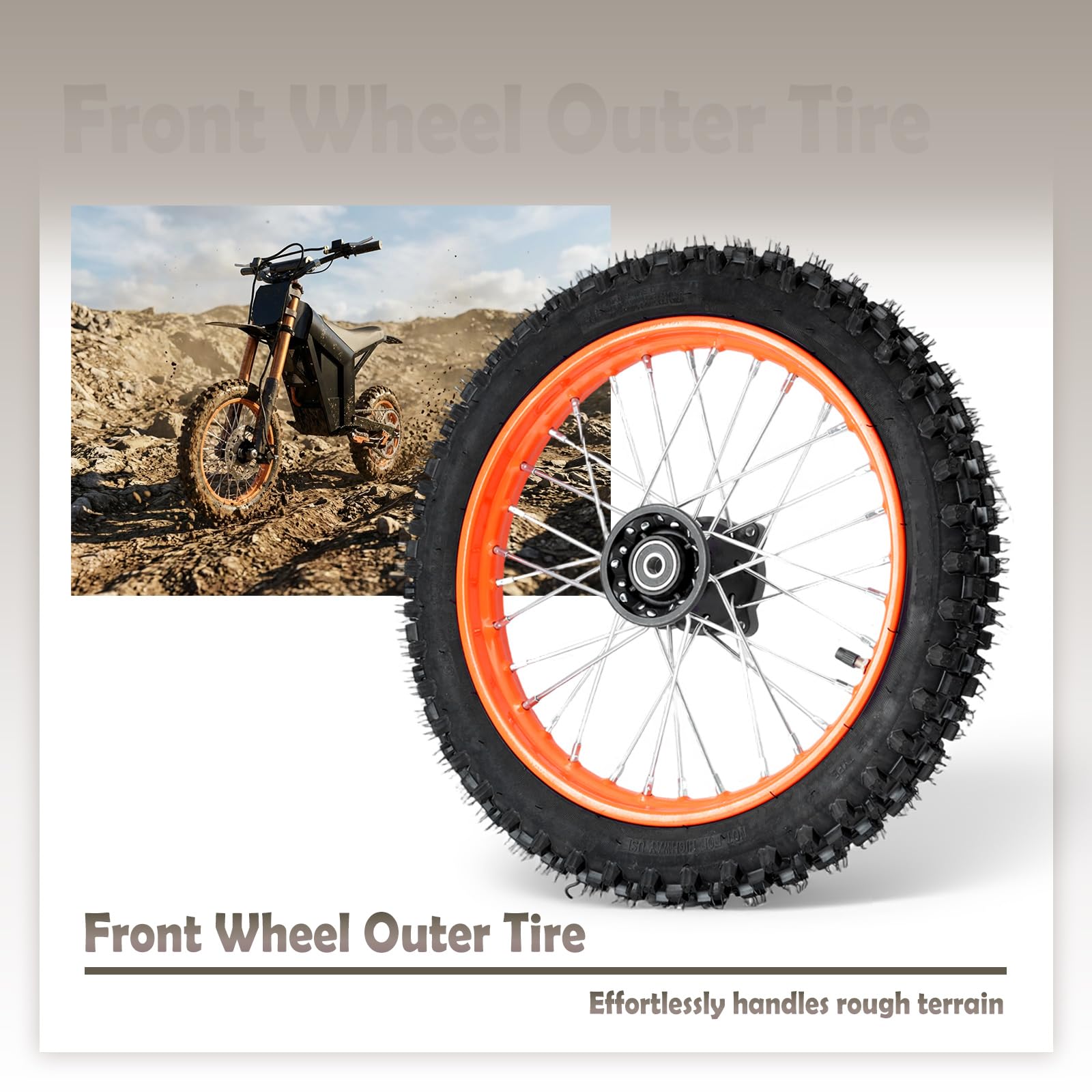 E-Bike Front Wheel Tire 60/100-14 Rubber Replacement Tire