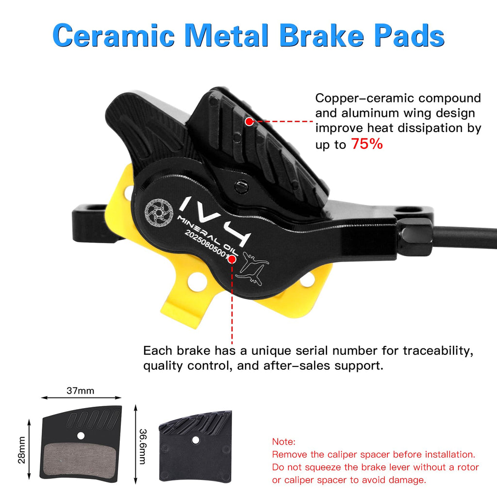 4-Piston Hydraulic Disc Brake Set with Ceramic Brake Pads
