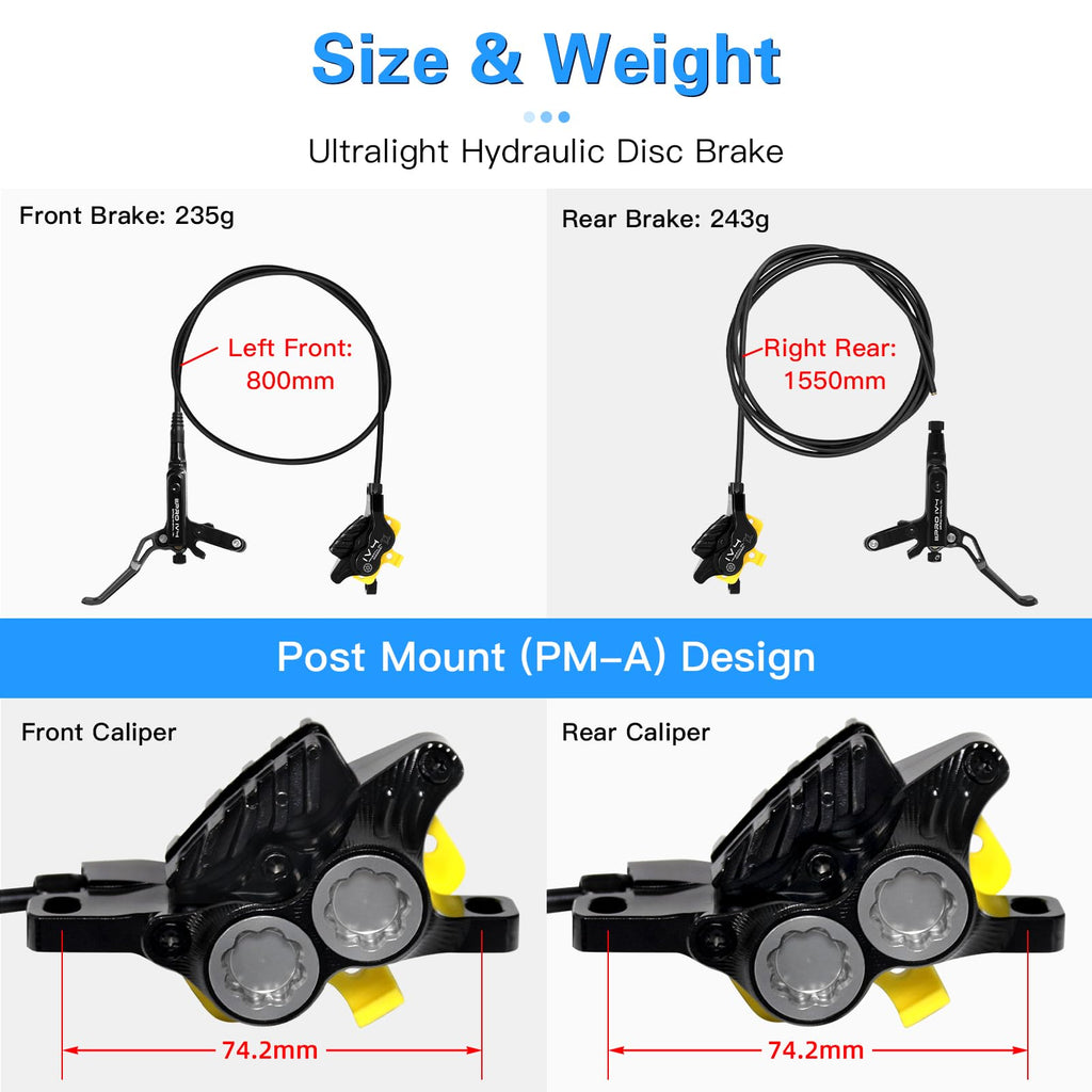 4-Piston Hydraulic Disc Brake Set with Ceramic Brake Pads