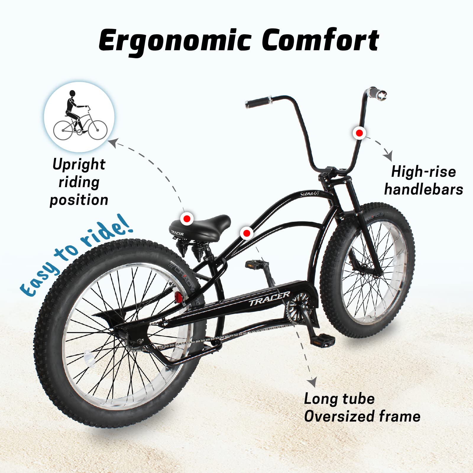 Stretch Beach Cruiser Bike 1/3/7-Speed Fat Tires