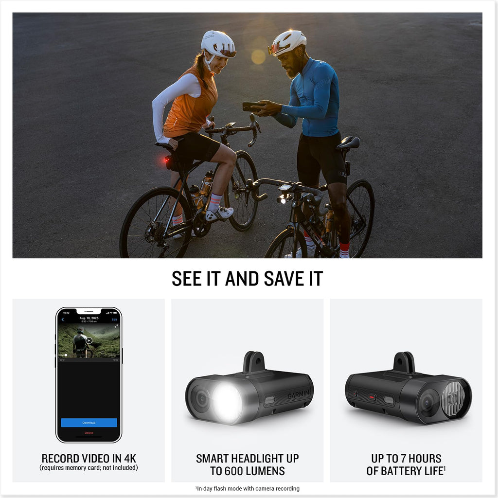 Bike Camera Headlight 4K Video Recording 600-Lumen Smart Light