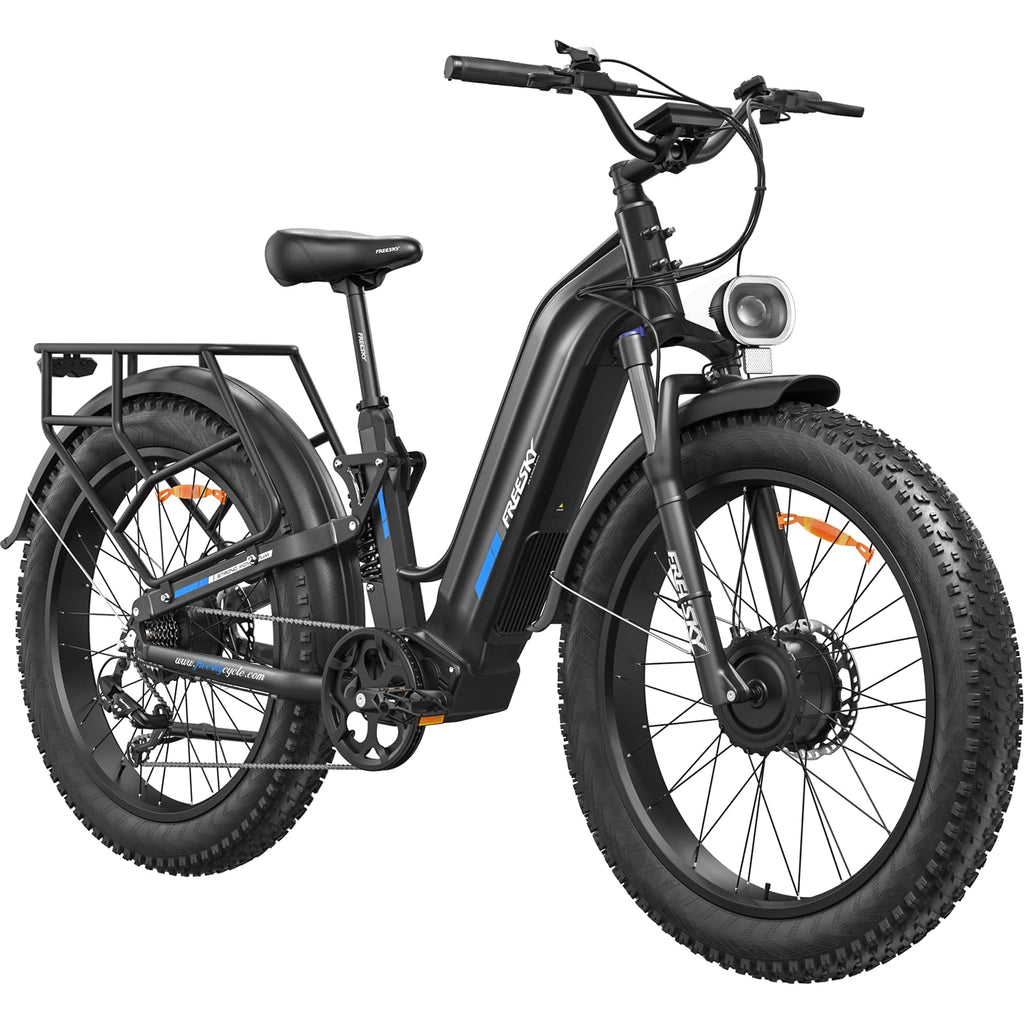 Dual Motor Electric Mountain Bike Full Suspension 26-Inch Fat Tires
