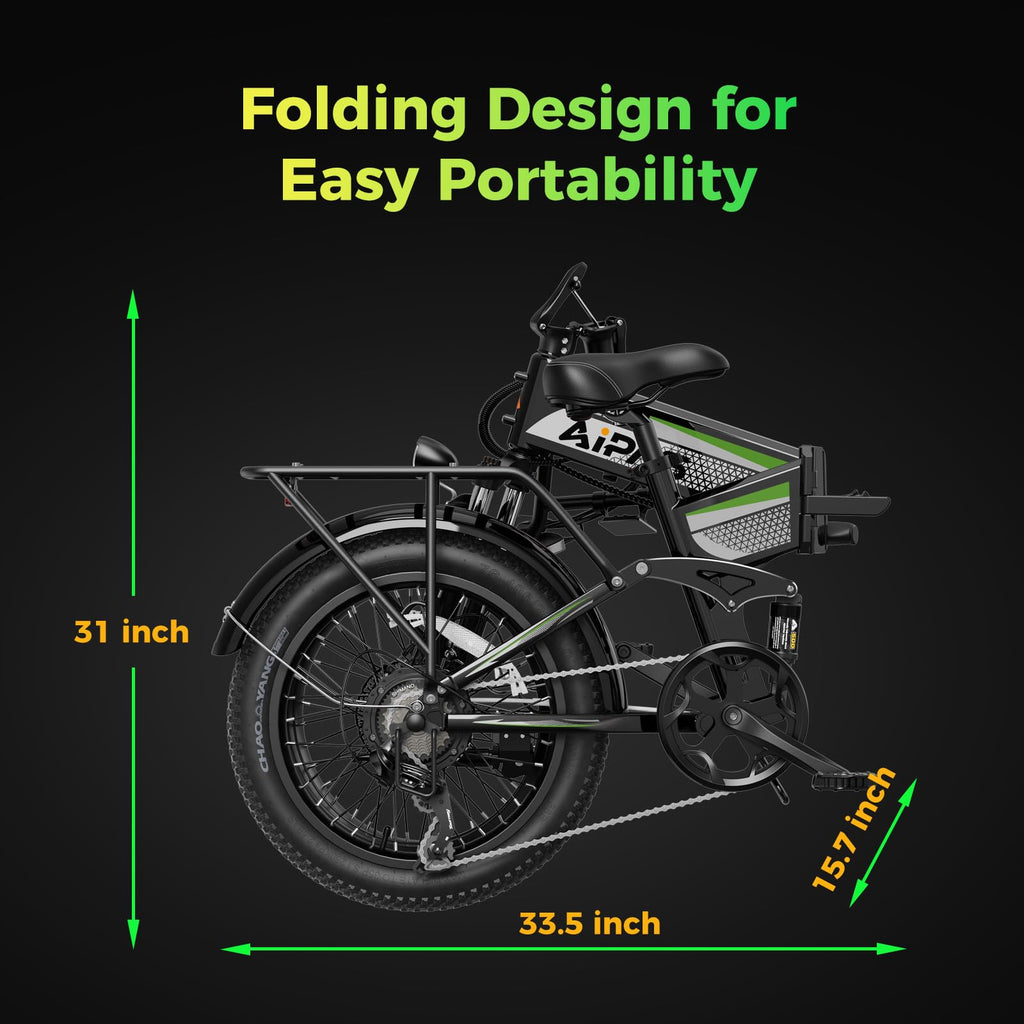 Folding Electric Bike 1500W Motor 20x3.0 Fat Tires 7-Speed Full Suspension