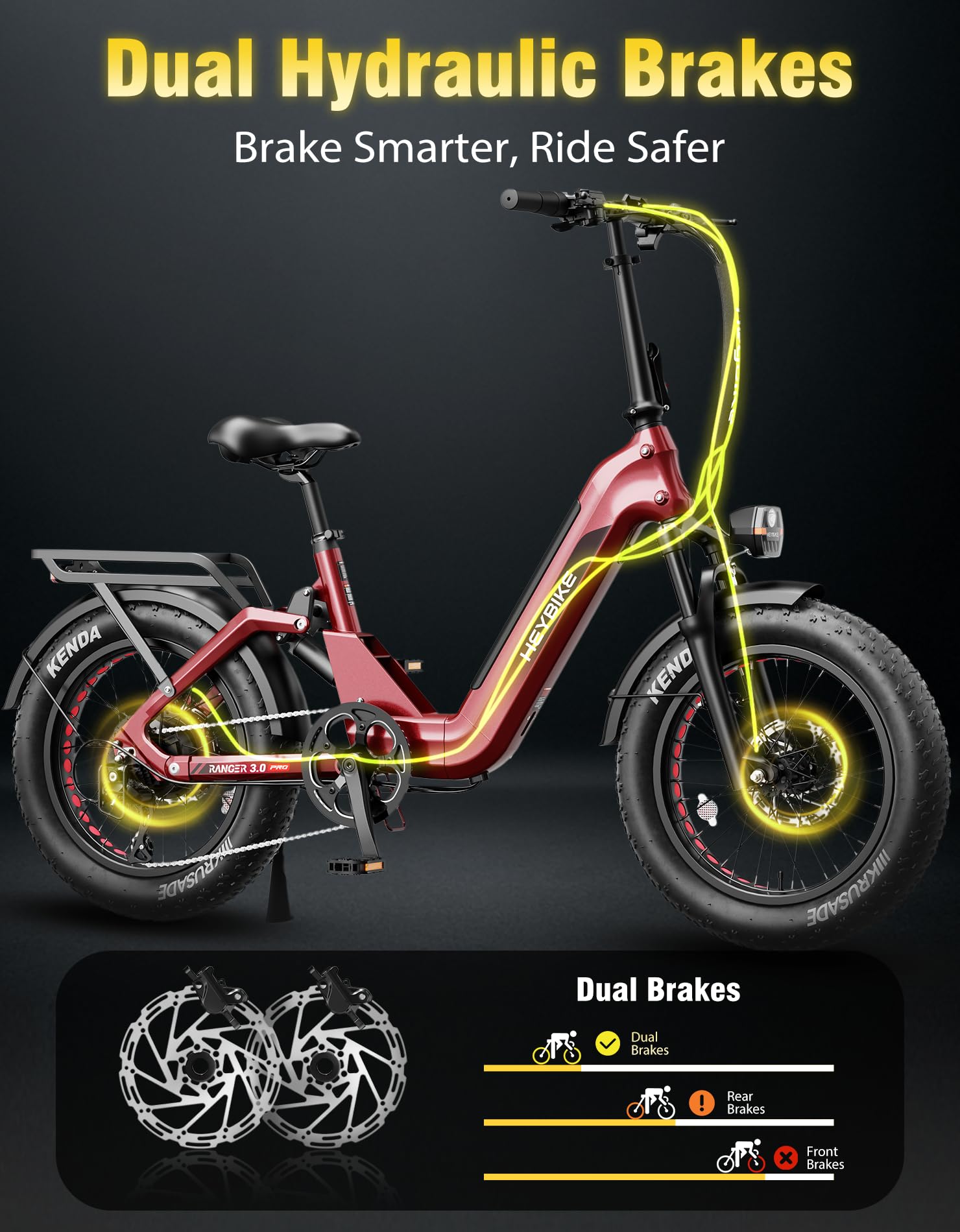 Foldable Electric Bike 1200W Motor 20x4.0 Fat Tires Hydraulic Brakes