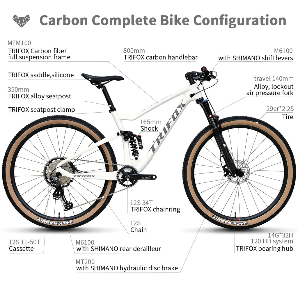 29er Carbon Full Suspension Mountain Bike, 12-Speed, 140mm Air Fork