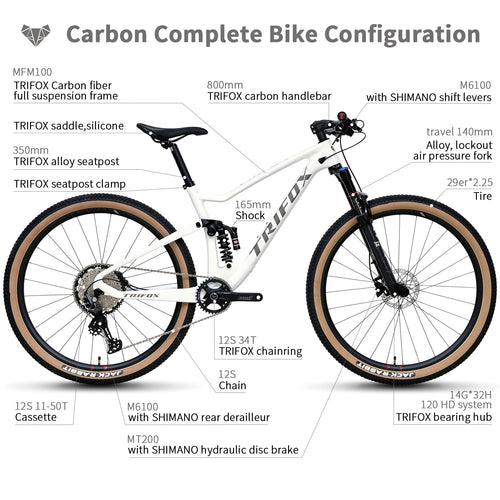 29er Carbon Full Suspension Mountain Bike, 12-Speed, 140mm Air Fork