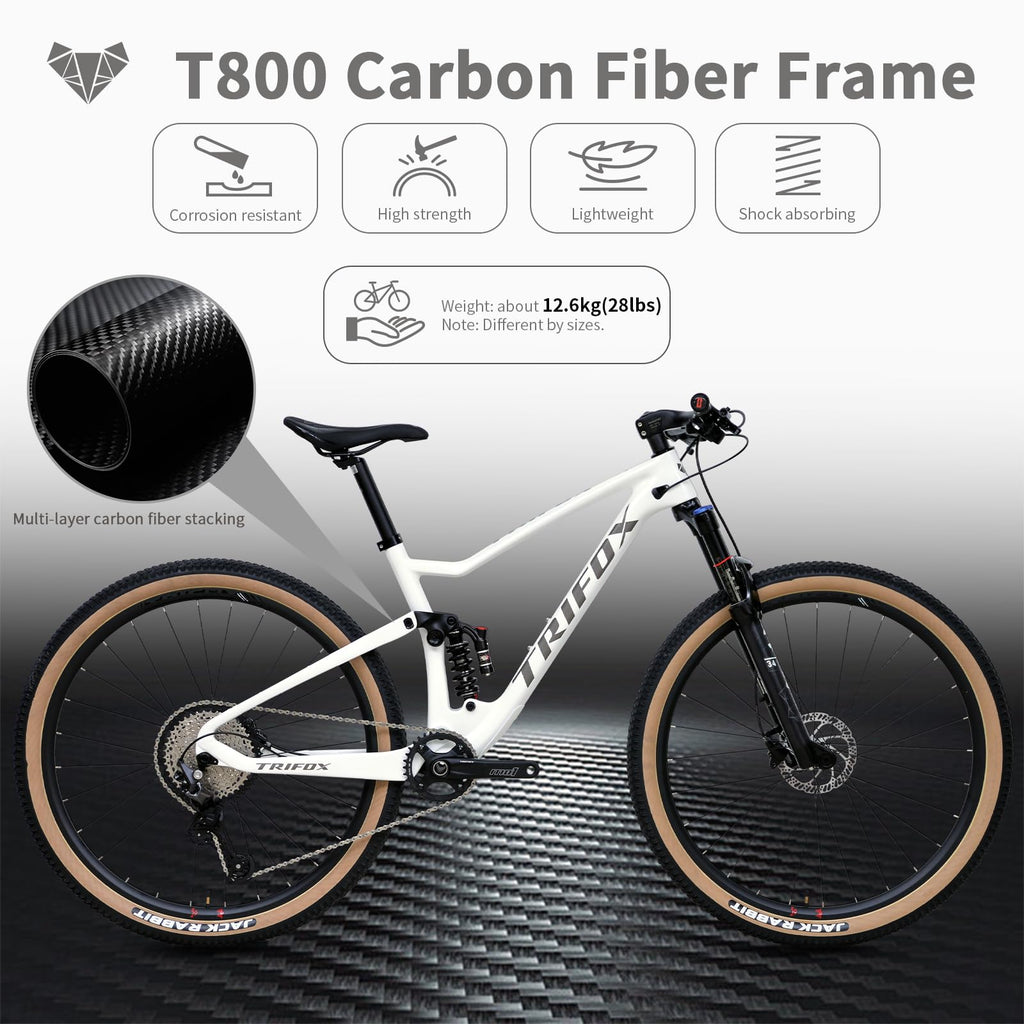 29er Carbon Full Suspension Mountain Bike, 12-Speed, 140mm Air Fork