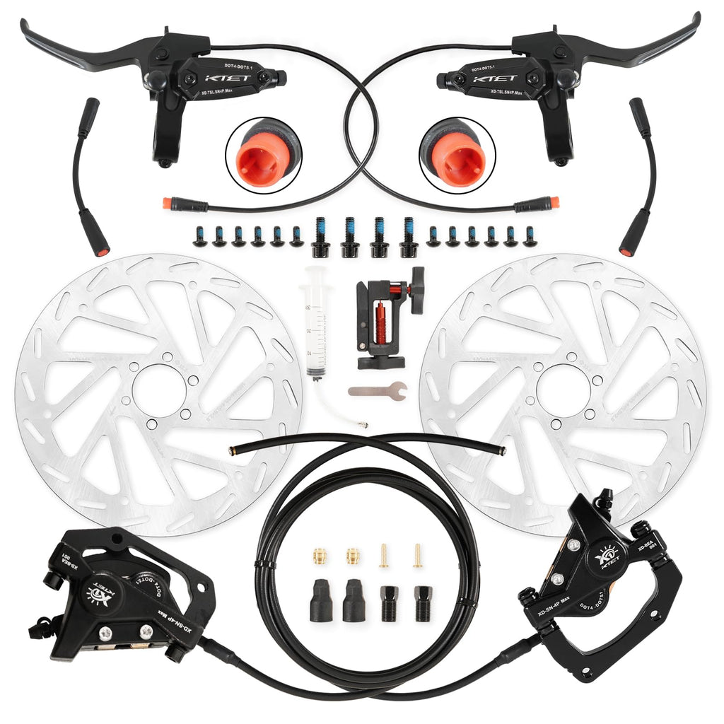 E-Bike 4-Piston Hydraulic Disc Brake Set Power-Off Pre-Bled