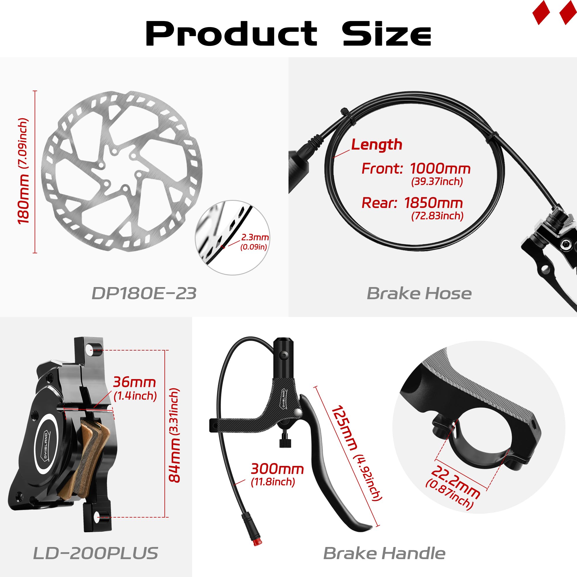 E-Bike Hydraulic Disc Brake Set Pre-Bled Mineral Oil Front & Rear