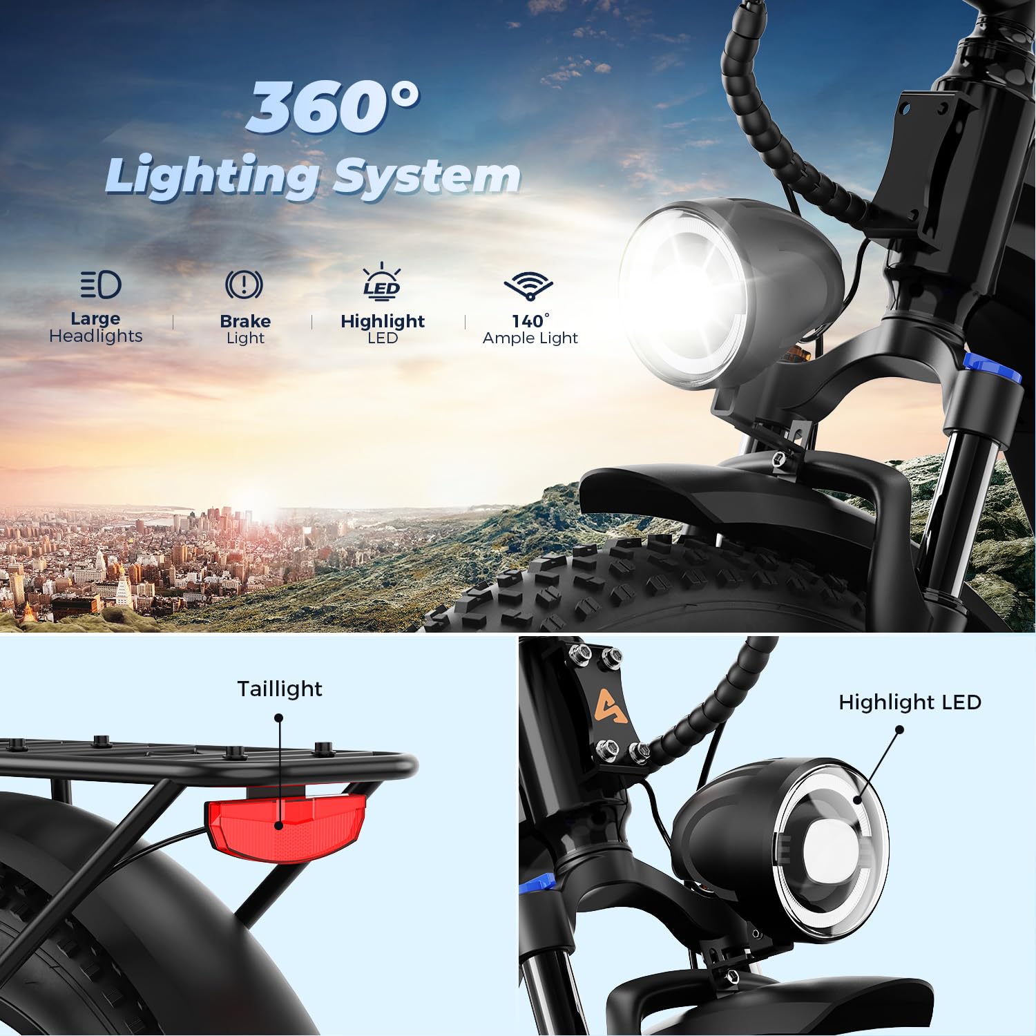 Electric Mountain Bike 1800W Motor 26x4.0 Fat Tires