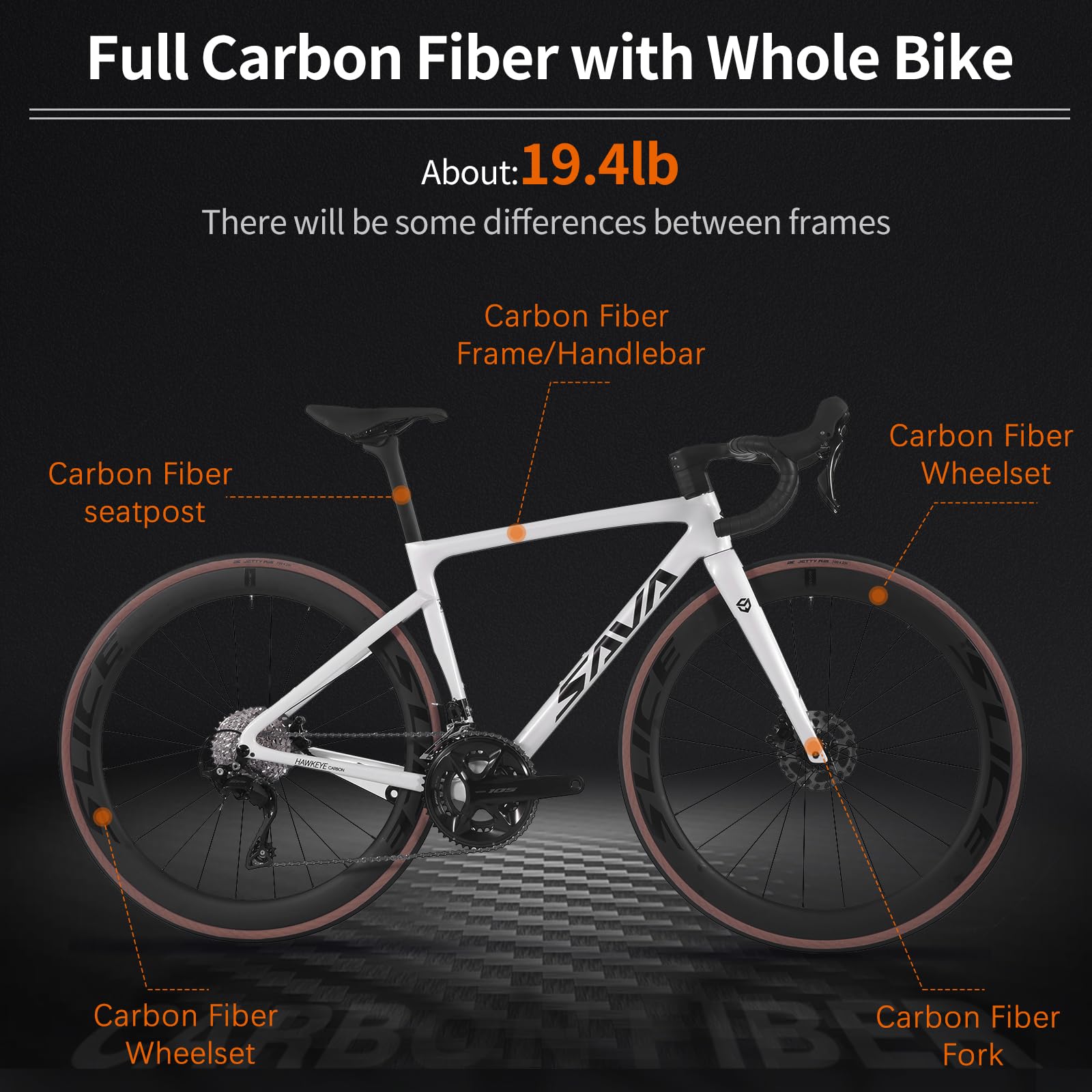 Carbon Road Bike Shimano 105 R7120 24-Speed Hydraulic Disc Brake