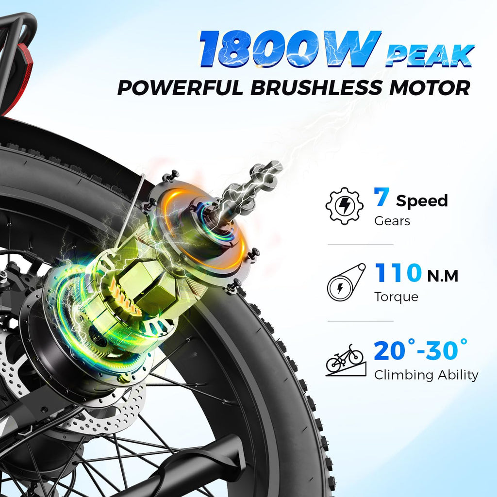 Electric Mountain Bike 1800W Motor 26x4.0 Fat Tires
