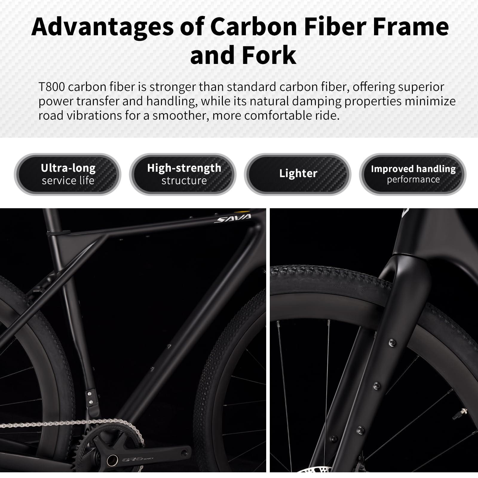 T800 Carbon Gravel Bike Shimano U6000 11-Speed Hydraulic Disc Brake