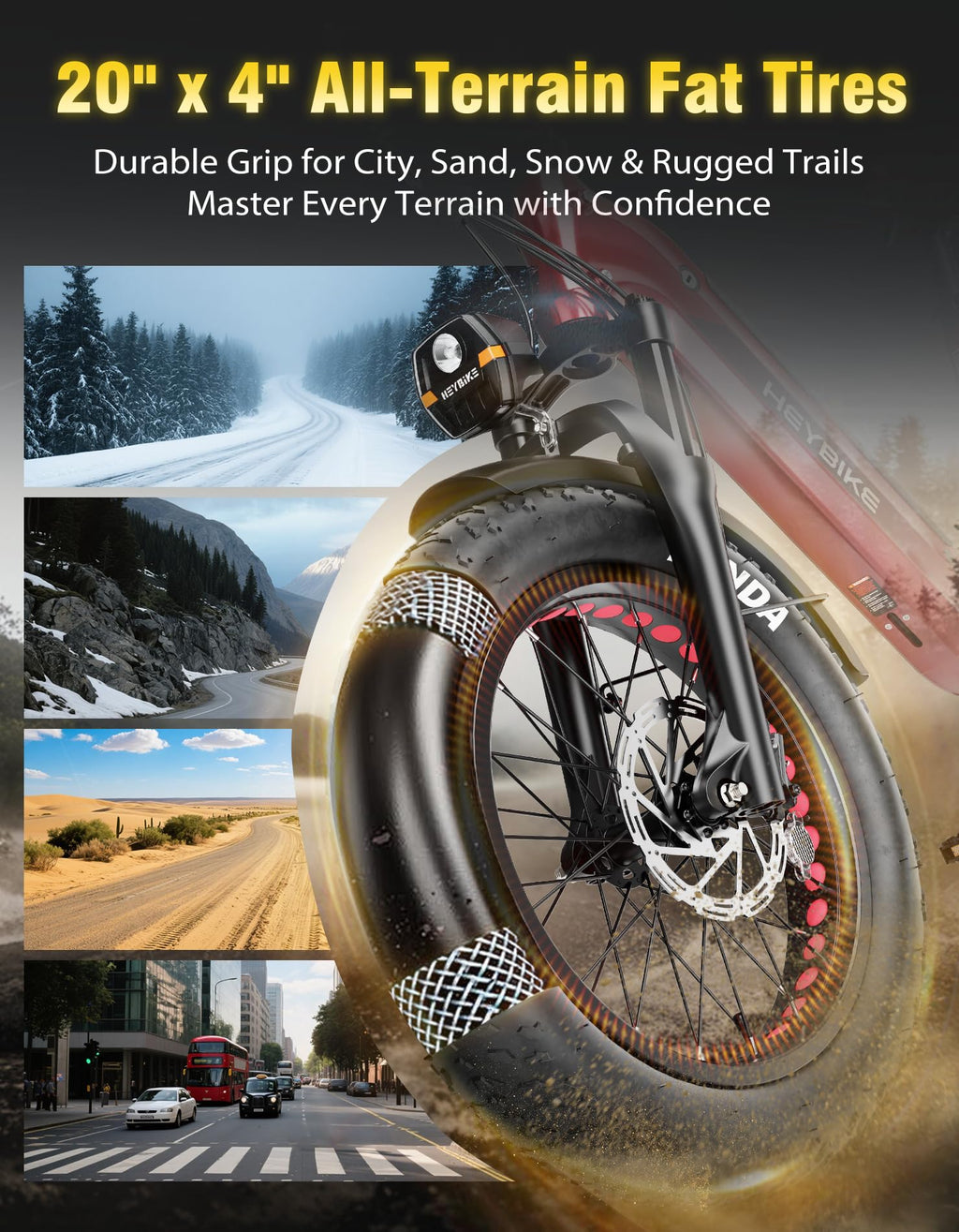 Foldable Electric Bike 1200W Motor 20x4.0 Fat Tires Hydraulic Brakes