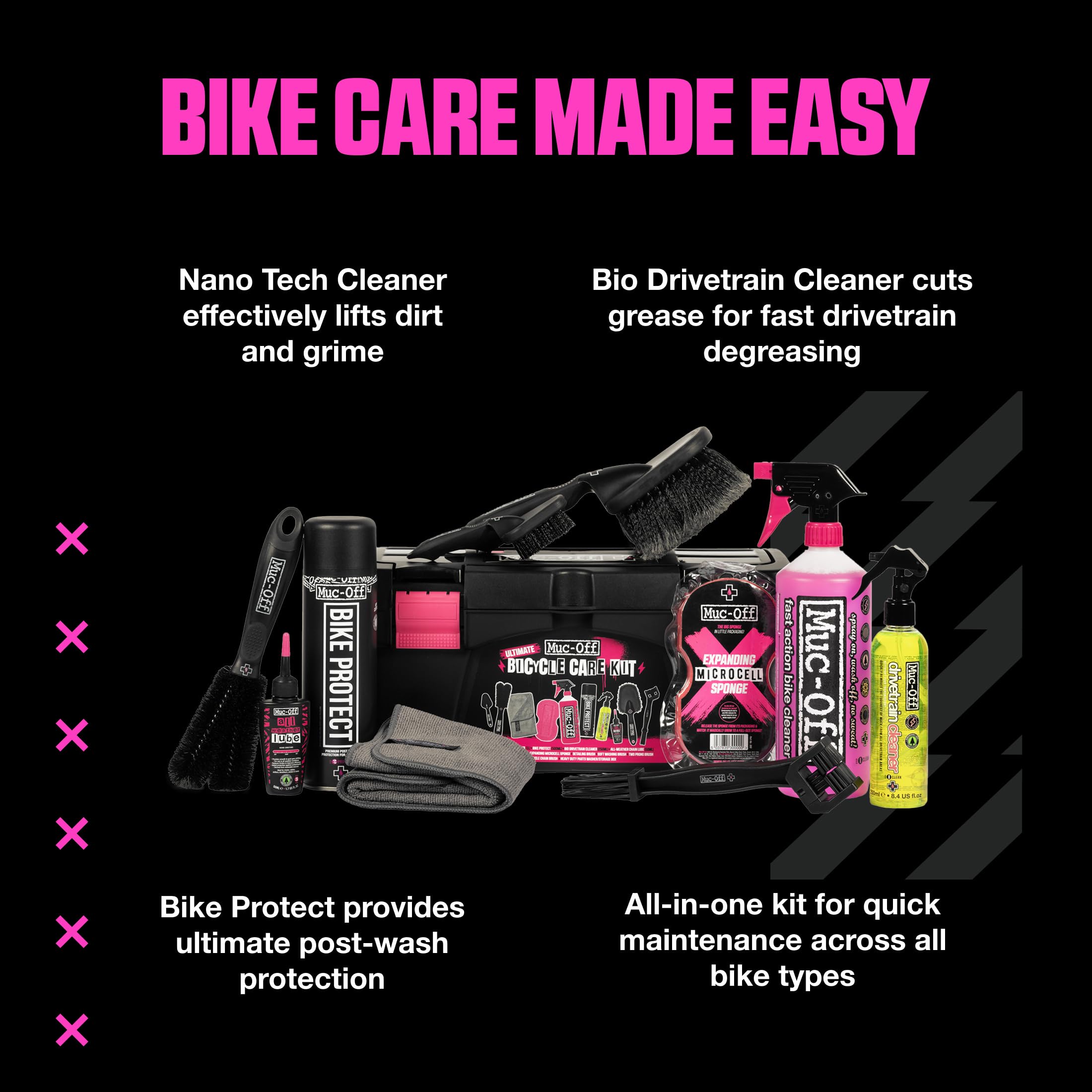 Ultimate Bike Cleaning Kit Cleaner Protectant and Brushes
