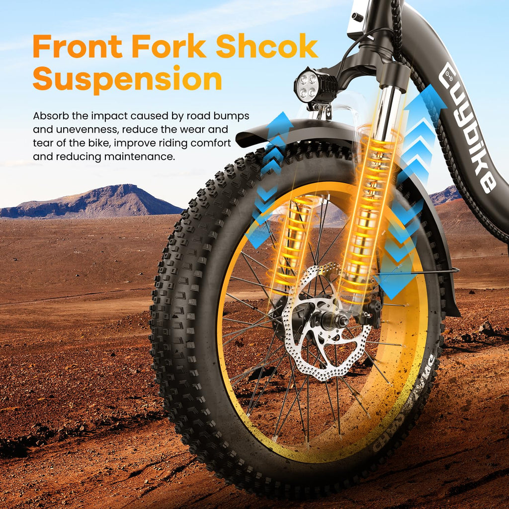 Folding Electric Bike 1000W Motor 20-Inch Fat Tires 7-Speed Step-Thru