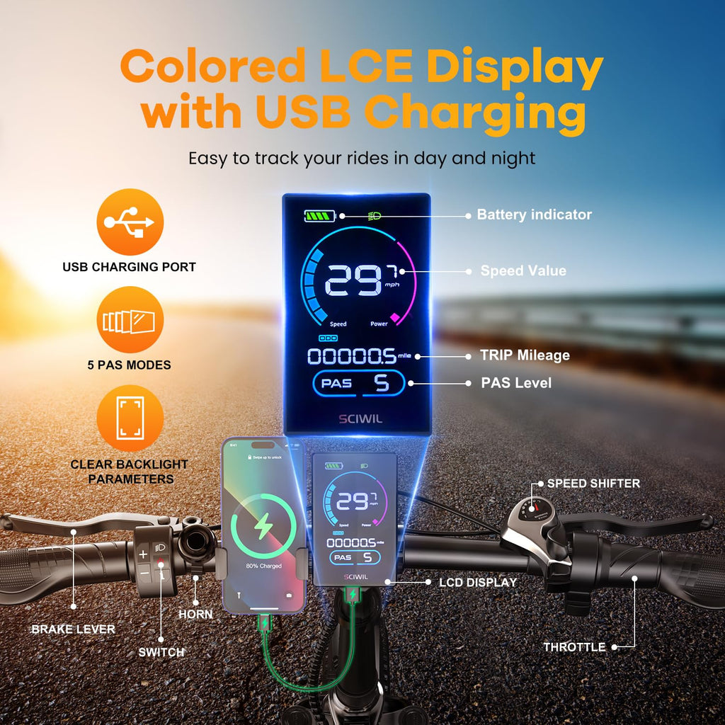 Folding Electric Bike 1000W Motor 20-Inch Fat Tires 7-Speed Step-Thru
