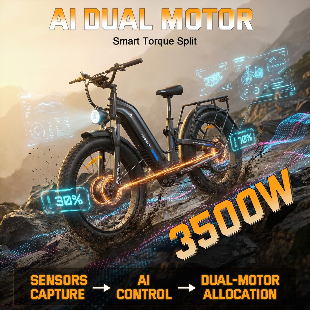 Dual Motor Electric Mountain Bike Full Suspension 26-Inch Fat Tires