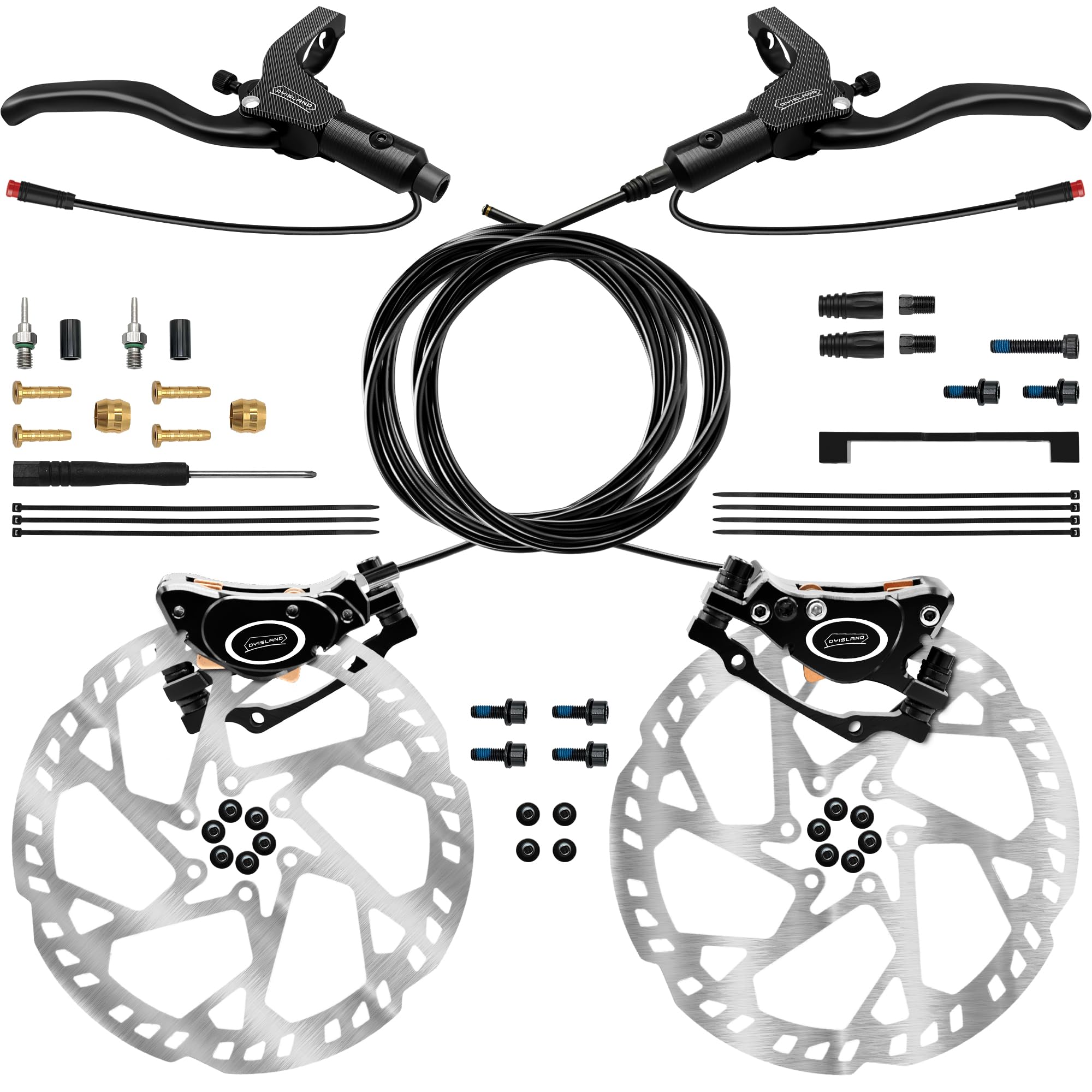 E-Bike Hydraulic Disc Brake Set Pre-Bled Mineral Oil Front & Rear