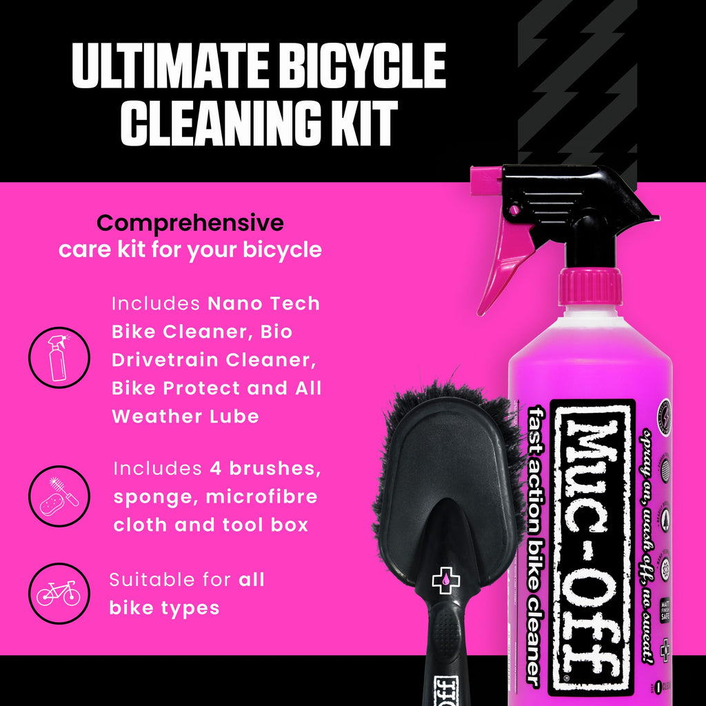 Ultimate Bike Cleaning Kit Cleaner Protectant and Brushes