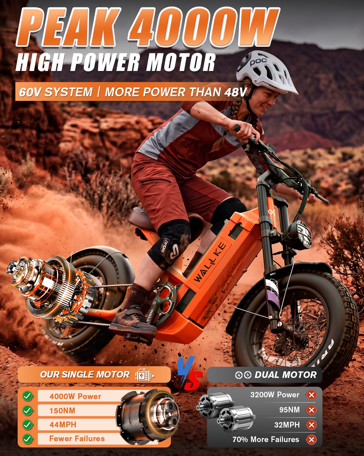 Long Range Electric Bike 4000W Motor 20x5 Fat Tires Hydraulic Brakes