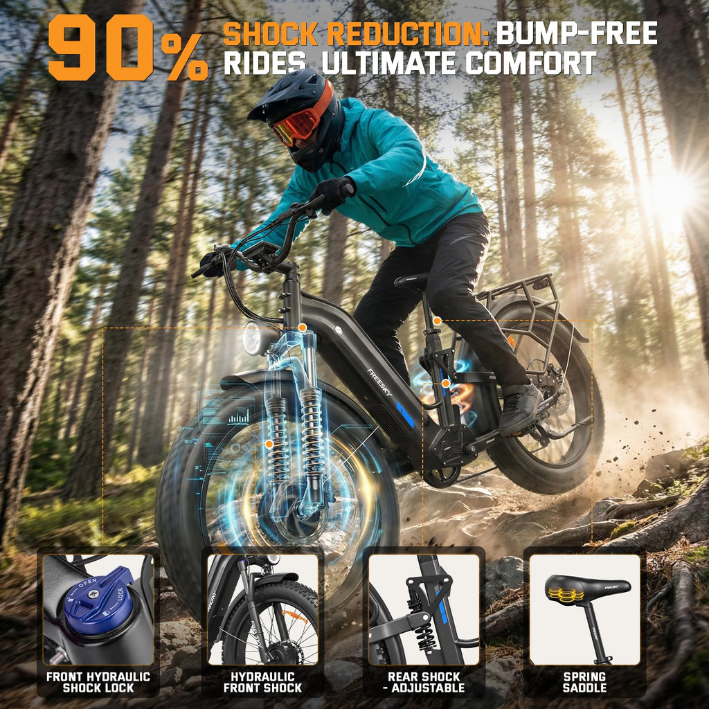 Dual Motor Electric Mountain Bike Full Suspension 26-Inch Fat Tires