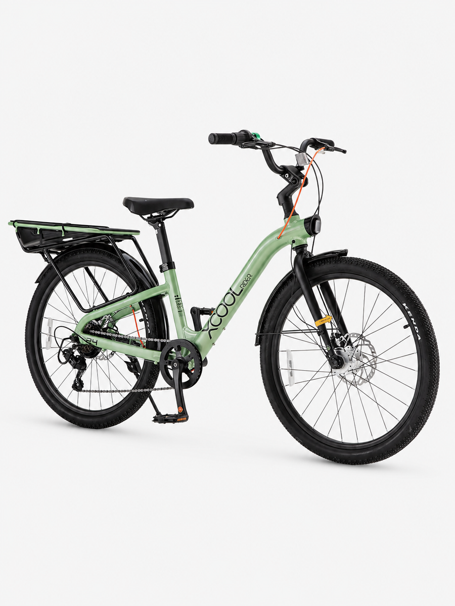 24 Inch Kids Bike Shimano 7-Speed Aluminum Frame Rear Rack